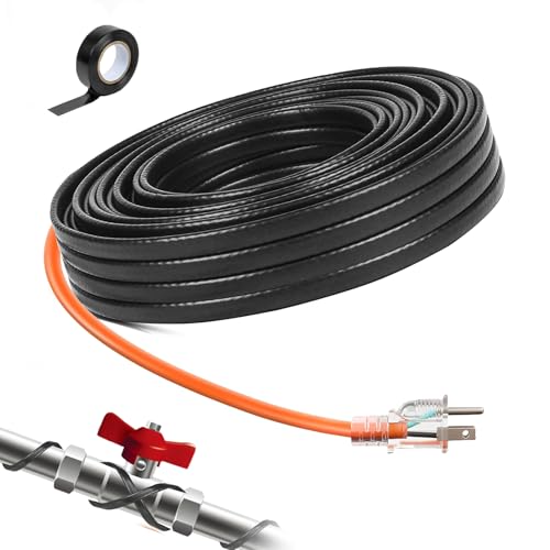 Heat Tape for Water Pipes Roof & Gutter Snow De-Icing 50FT | Heat Cable 5 Watts Per Foot, Water Line Heat Tape Keeps Water Flowing at -40°F 5W/FT, 120V 50 Feet - size: 50FT