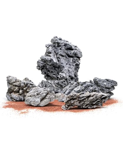 Natural Aquarium Stones - Soft Grey to Bluish-Grey w/Subtle White Veins - Iwagumi Aquascaping Rocks, Freshwater Tanks, Betta Fish Tank, Shrimp, Cichlids - Boutique Seiryu, 10 LB - color: Boutique Seiryu, size: 10 Pounds