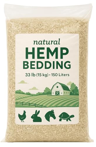Hemp Bedding – Low Dust, Super Absorbent, Natural Odor Control, Eco-Friendly for Chicken Coops, Rabbits, Horses & Reptiles, 33 lb (Pack of 1) - size: 33 Pounds (Pack of 1)