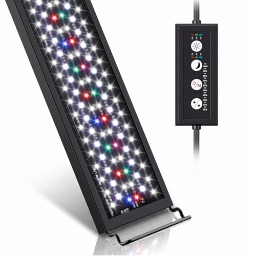 hygger Sun Moon LED Aquarium Light, Full Spectrum Fish Tank Light Day-Night Dual Timer, Adjustable 6 Timer 10 Brightness 8 Colors for Planted Freshwater Tank (20W for 18~24in Long Tank) - size: 20W for 18~24in long tank