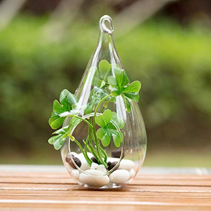 WGV Glass Hanging Plant Terrarium, Width 3.5", Height 7", Teardrop DIY Air Succulent Planter Clear Tea Light Votive Candle Holder, Wedding Event Office Home Outdoor Decor, 1 Piece - size: Teardrop M