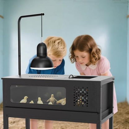HAYOHRT Chicken Brooder Box - Stand-Up Brooder Pen for Chick Brooder with Lamp Stand & Removable Collection Tray Accommodates Up to 15 Chicks Ideal for Chickens Ducks Quails, No Lamp - size: 32.6 x16.9 x24.8''