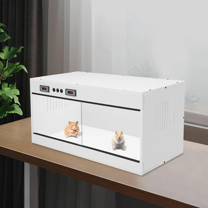 Reptile Enclosure with Intelligent Thermostat 31.5x15.75x15.75in (White) | Reptile Pet Breeding Box, Dual Temperature Control Reptile Terrarium, LCD Display For Leopard Gecko, Hexagonal Lizard, Snake - color: White