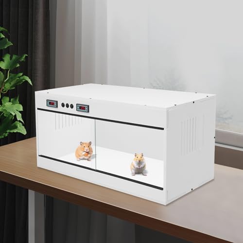 Reptile Enclosure with Intelligent Thermostat 31.5x15.75x15.75in (White) | Reptile Pet Breeding Box, Dual Temperature Control Reptile Terrarium, LCD Display For Leopard Gecko, Hexagonal Lizard, Snake - color: White