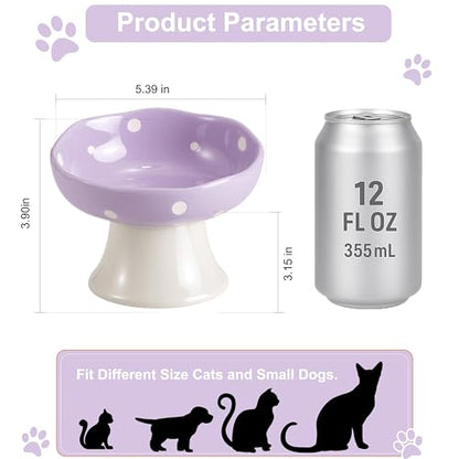 Purple Mushroom Cat Bowl, Elevated Ceramic Bowl for Cats | Elevated, Ceramic, Whisker Friendly, Wide Opening, Dishwasher Safe,durable - color: Purple