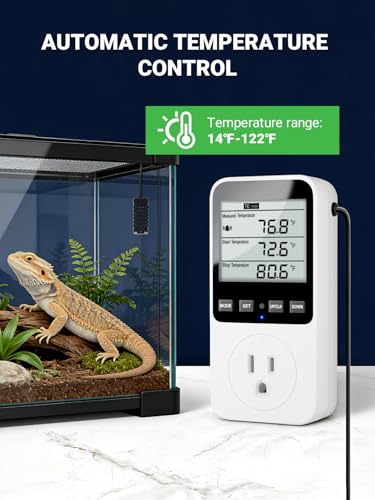 Temperature and Humidity Controller, Thermostat Controlled Outlet | Temperature Humidity Alarms for Humidifier, Plug In Digital Humidistat Controller Switch for Mushroom, Greenhouse, Reptile