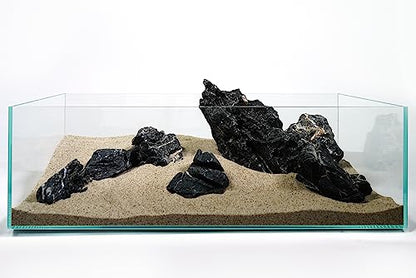 Dark Seiryu Stone Aquascaping Rock 36lb Planted Aquarium Iwagumi | Dark veined texture; iwagumi, planted aquascape - size: 09 Dark Seiryu Stones(3-11inch,36lbs)