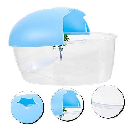 DOITOOL Practical Plastic Turtle Tank with Ramp and Sunbathing Platform Reusable Tortoise Breeding Box Aquarium for Safe Turtle Habitat and Easy Cleaning