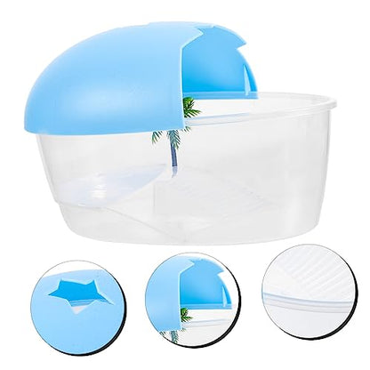 DOITOOL Practical Plastic Turtle Tank with Ramp and Sunbathing Platform Reusable Tortoise Breeding Box Aquarium for Safe Turtle Habitat and Easy Cleaning