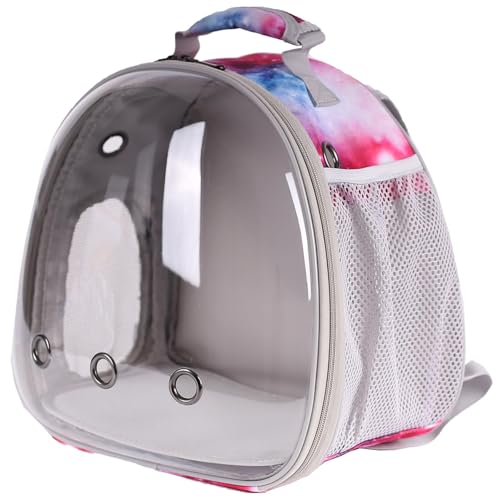 Bunny Carrier Backpack with Space Capsule Clear Bubble Window - Portable Small Animal Backpack Travel Pet Carrier Galaxy for Guinea Pig Rabbit Bearded Dragon Rat Lizard Hamster (Galaxy Pink) - color: Galaxy Pink