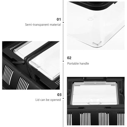 Transparent Reptile Breeding Box with Handle Sturdy Turtle Carrier for Feeding and Transport Wear-Resistant Holder Suitable for Various Reptiles and