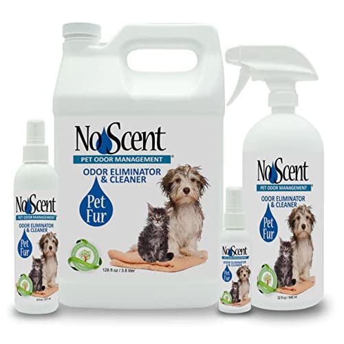 No Scent Pet Fur - Professional Dog & Cat Grooming Odor Eliminator & Coat Cleaner Between Bath Spray - Safe Natural Fast Microencapsulating Smell Remover and Fur Freshener for All Pets (32 oz) - size: 32 Fl Oz (Pack of 1)