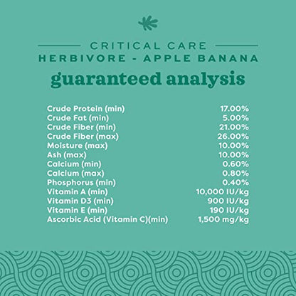 Oxbow Critical Care Herbivore, Rabbit & Guinea Pig, Apple Banana, 454 g | Herbivore Emergency Food, Recovery, Rabbit Food, Recovery Diet, Apple Banana, Syringe, Tube Feeding, Complete Nutrition - size: 16.01 Ounce (Pack of 1)