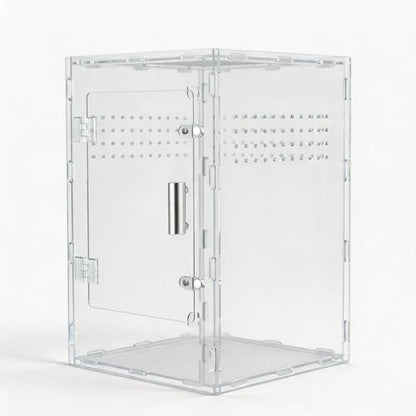 8x8x12 Acrylic Reptile Enclosure - Clear Terrarium Geckos Spiders | Metal mesh top for UVB compatibility with lightweight full-view acrylic construction - size: 8"8"12"