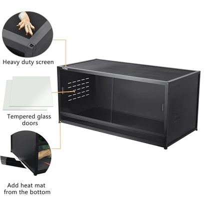 PVC Reptile Enclosure 48"x24"x24" Space Efficient Reptile Terrarium 120 Gallon Large Tank for Bearded Dragon Lizard Snake, Wide Breeding Vivarium Area with Sliding Glass Doors Combination Lock - size: 48"x24"x24" (120 Gallons)