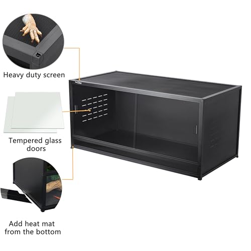 Stackable PVC Reptile Enclosures 44 Gallon ToxiRium Large Reptile 40''x16''x16 Space efficient Tank for Bearded Dragon Lizard Snake,Wide Breeding Vivarium with Sliding Glass Doors Lock-with spacers - size: Two 40x16x16''-44 Gallon with Kit