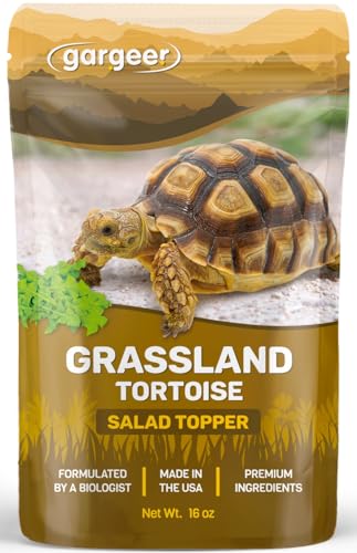 Gargeer 16oz Grassland Tortoise Salad Topper. USA Made | Timothy hay & orchard grass topper with flowers! Chamomile, rosebuds & dandelion ignite appetite in grassland tortoises - size: 1 Pound (Pack of 1)