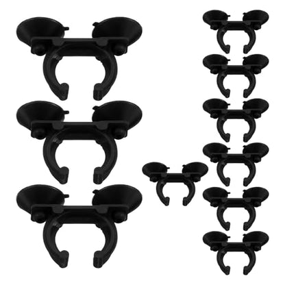 GANAZONO 10pcs Aquarium Heater Clip: Suction Cup Lamp Holder Clamps for Reptile Fish Tanks Light Standard Heating Rod Plant Tubing Hose (Black)