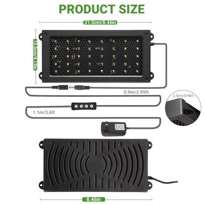 UVB Reptile Light, Dimmable UVA UVB Lamp with Timer & 3 Modes, Adjustable 5.0-20.0 Output, 6500K Daylight LED Reptile Tank Light for Bearded Dragon, Snake, Turtle, 10-40 Gallon (8 INCH) - size: 8 INCH