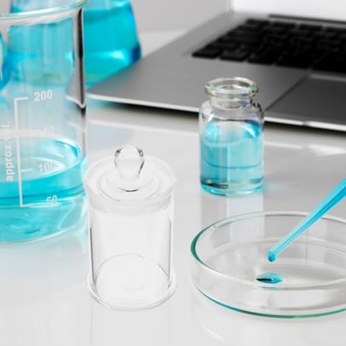 Healifty 4.7 Inch Glass Specimen Bottle, Clear Sample Jar | Clear Round Glass Jar with Lid for Lab Samples, Specimen Storage, Classroom Science, Industrial Use and Display