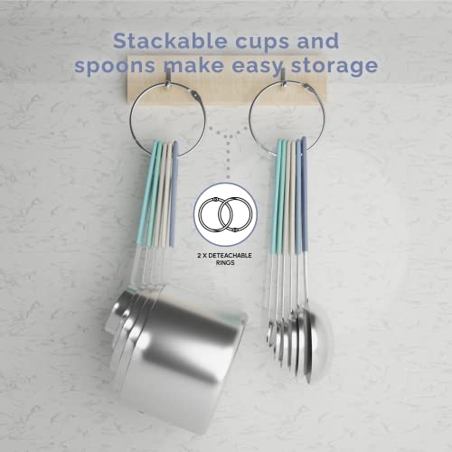Measuring Cups and Measuring Spoons Set of 14 - Stainless Steel Measuring Cups and Spoons Set, Includes 1/8 Teaspoon Measuring Spoon, 1/8 Cup Measuring Cup, Leveler Dry (14, Farmhouse) - color: Farmhouse