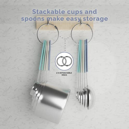 Measuring Cups and Measuring Spoons Set of 14 - Stainless Steel Measuring Cups and Spoons Set, Includes 1/8 Teaspoon Measuring Spoon, 1/8 Cup Measuring Cup, Leveler Dry (14, Farmhouse) - color: Farmhouse