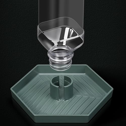 Haofy Reptile Water Bottle 6.3 x 5.9 x 5. inches Turtle Food and Water Bowl Automatic Feeders Waterer Tortoise Dispenser Bottle Feeding Dish for Lizard Chameleon (L) - color: Dark Green