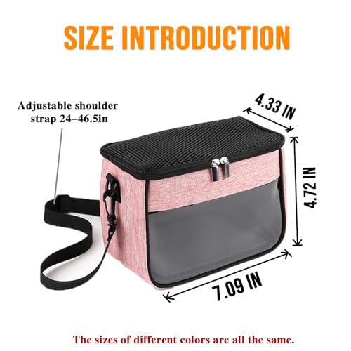 Small Pet Carrier Bag - Single - Shoulder Outdoor Carrier for Hamsters, Sugar Gliders & Flying Squirrels Portable Small Pet Travel Bag (Pink) - color: Pink