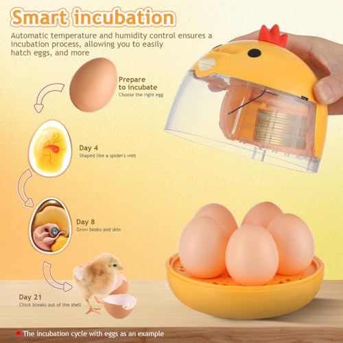 TOYANDONA 5 Egg Incubator with Automatic Temperature and Humidity Control - Small Bird Incubator with Egg Candler Air Vent for Hatching Chicken Duck Goose Quail Parrot Home Poultry Care Hatchery