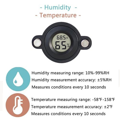 2 Pcs Magnetic Reptile Thermometer and Humidity Gauge Temperature and Humidity Monitor for Jumping Spider and Reptile Tank Mini Digital Hygrometer(Round) - color: Round