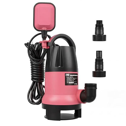 Prostormer 1HP 3700GPH Submersible Sump Pump with Automatic Float Switch | Pink Water Pump, Draining Transfer Clean & Dirty Water, for Pools/Ponds/Gardens/Flooded Cellars/Aquariums/Irrigation - color: Pink