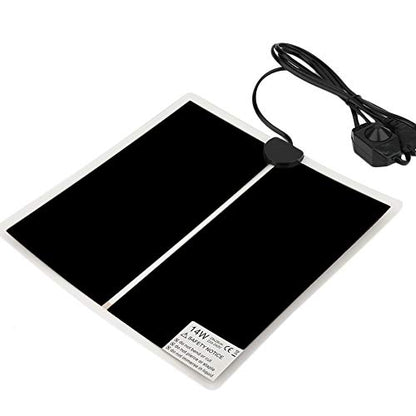 Tbrand Reptile Heating Pad with Temperature Adjustment, 110V 14W Heat Mat for Reptiles Tortoise Snakes Lizard Gecko Hermit Crab Turtle，Under Tank Heating Pad (14W(11inch*11inch)) - size: 14W(11inch*11inch)