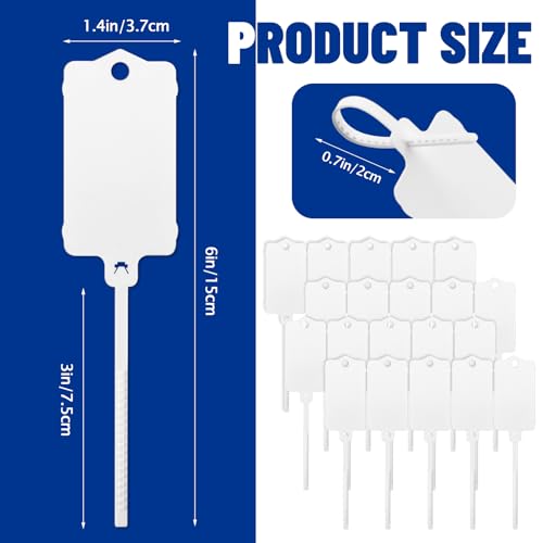 LeonBach 70 PCS Plastic Shipping Tags, 1.46" x 2.48", White | Waterproof Blank Labels, Writable Hanging Tag with Sealing Tie, for Keys Luggage Logistic Retail Inventory Cable Labeling - color: White, size: 1.46" x 2.48"