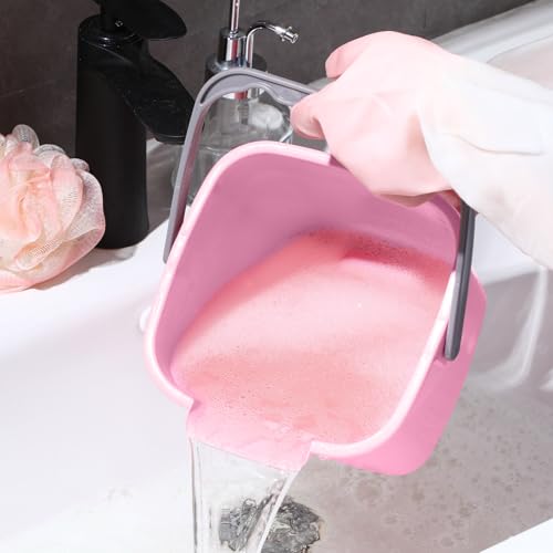 Roshtia 6 Pcs 3 Quart Sanitizing Cleaning Bucket Square,Pink | Sanitation Bucket Samll Sanitizer Pails for Restaurant Commercial Kitchen Cleaning, Detergent Storage for Office School - color: Pink