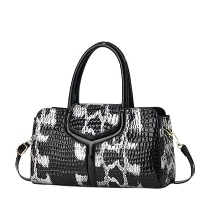 3 Compartment Satchel Purse Top Hnadle Bags Hobo Handbag for Women | Multi Compartment,Medium,Leopard Print Faux Fur,Detachable Shoulder Crossbody Strap,Work Office Daily,High elasticity base - color: M Black White