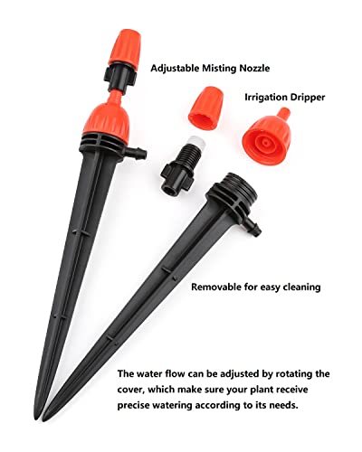 25pcs 1/4" Drip Irrigation Emitters for Garden Drip Irrigation System | Adjustable 360 Degree Water Flow Dripper,Water saving Irrigation Sprayers for Flowerbed,Vegetable,Garden Plants Watering - size: 25pcs Misting+Spraying Drippers