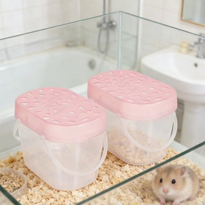 2pcs Small Pet Cages and Reptile Containers Portable Turtle Carrying Cases Medium Pink Handheld Outdoor Travel Hamster Boxes