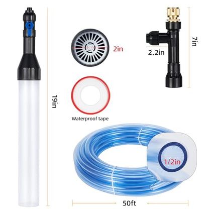Gravel Vacuum for Aquarium Fish Tank Siphon, 50 Feet | Aqaurium Water Changer, 3 Metal Faucet Adapter, Long Fish Tank Hose - size: 50FT