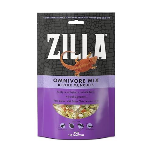 Zilla Reptile Munchies, Omnivore Mix, Dehydrated and Sun Dried Vegetables and Insects, 4 Ounces | Dehydrated and Sun Dried Vegetables and Insects