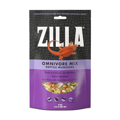 Zilla Reptile Munchies, Omnivore Mix, Dehydrated and Sun Dried Vegetables and Insects, 4 Ounces | Dehydrated and Sun Dried Vegetables and Insects