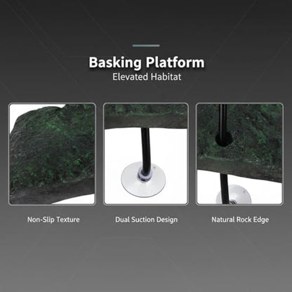 11 X 4.7 in Adjustable Floating Turtle Pier, Reptile Ramp, Resin Rock Basking Platform with Suction Cups for Aquatic Tank, Suitable for Turtle, Frog, Newt