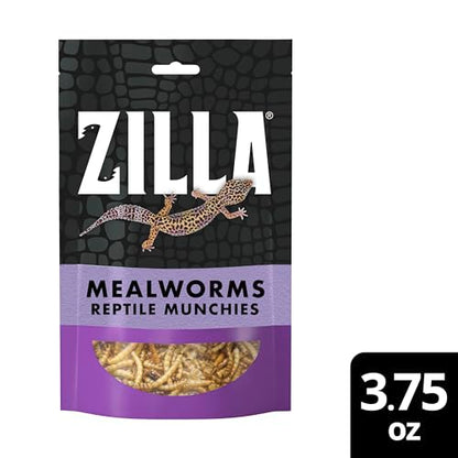 Zilla Reptile Munchies, Mealworms, All-Natural, Dehydrated Mealworms, Ideal for Bearded Dragons, Leopard Geckos, Chameleons and other lizards, Resealable Bag | All-Natural, Dehydrated, Ideal for Bearded Dragons, Leopard Geckos, Chameleons and Other Lizard