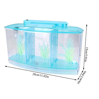 LIZEALUCKY Betta Fish Tank, Adjustable LED Light Acrylic Small Aquarium, Fish Tank Starter Kit with Isolation Plates and Water Change Valve, Blue - color: Blue