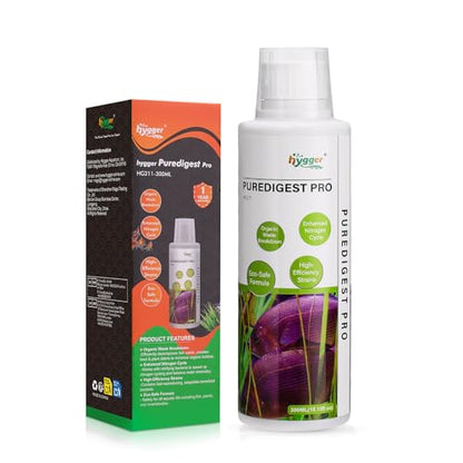 hygger Aquarium Water Bio-Clarifier, Reducing Fish Waste and Cleaning Organic Sludge, Natural Fish Tank Aquarium Leave-in Waste Management Solution for Freshwater and Saltwater Tanks, 300 ML - size: 300 ML