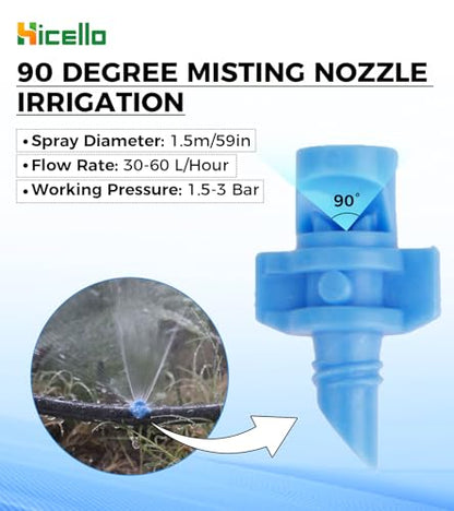 100PCS 90 Degree Misting Nozzle Irrigation, Sprinklers Sprayer for Garden Irrigation System, Micro Sprayer Refraction Automizing Drippers - size: 100pcs-90DR-Blue