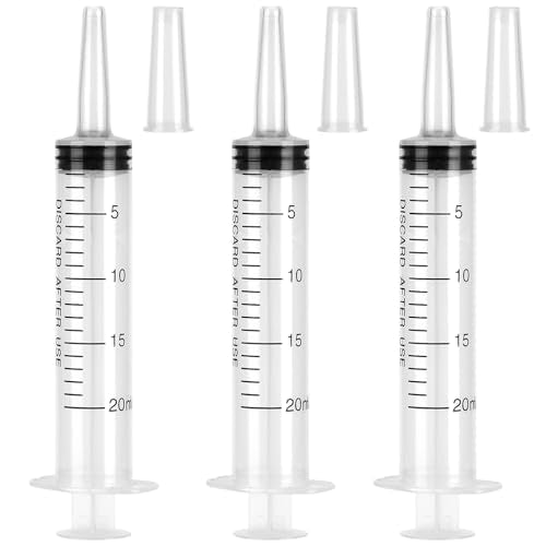 3 Pack 20ml Syringe with Cap, Plastic Syringes Individually Packaged for Labs, Liquid Measuring, Feeding Pets,Oil or Glue Applicator - style: 20ml