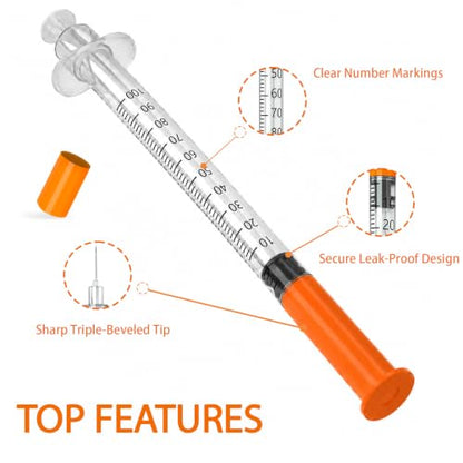 1ml 31 Gauge 1/4"(6mm), Individually Packed, PACK 100 - size: 1ml-31G1/4"-100