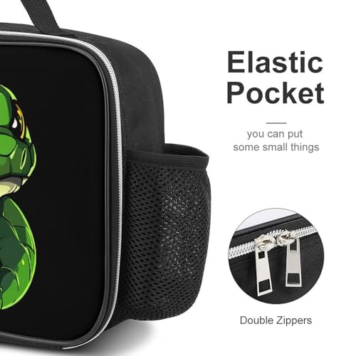 Snake with Dice Insulated Lunch Bag Polyester 27x21x9cm | Makeup Storage Tote with Removable Handle and Mesh Side Pocket for Women Men Work Picnic Travel