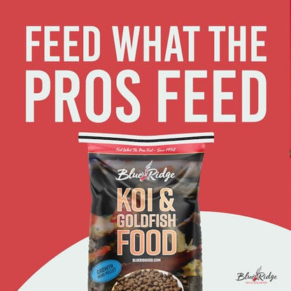 Blue Ridge Koi Fish Food 25lb - Koi Food Mini Growth Formula, Goldfish Food, Premium Fish Food for Ponds, Ponds Fish Food, Floating Pond Pellets - size: 25 Pound (Pack of 1)