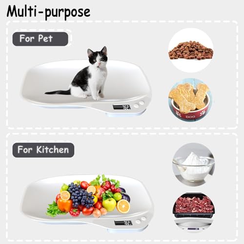 Digital Pet Scale for Small Animals 33lb LCD with Tray Puppy Kitten Reptile | Multi-Use 33lb Digital Pet Scale, 4 Units Mode, Backlit LCD, 14" Tray for Small Animals Hamster Lizard Tortoise Kitchen Food